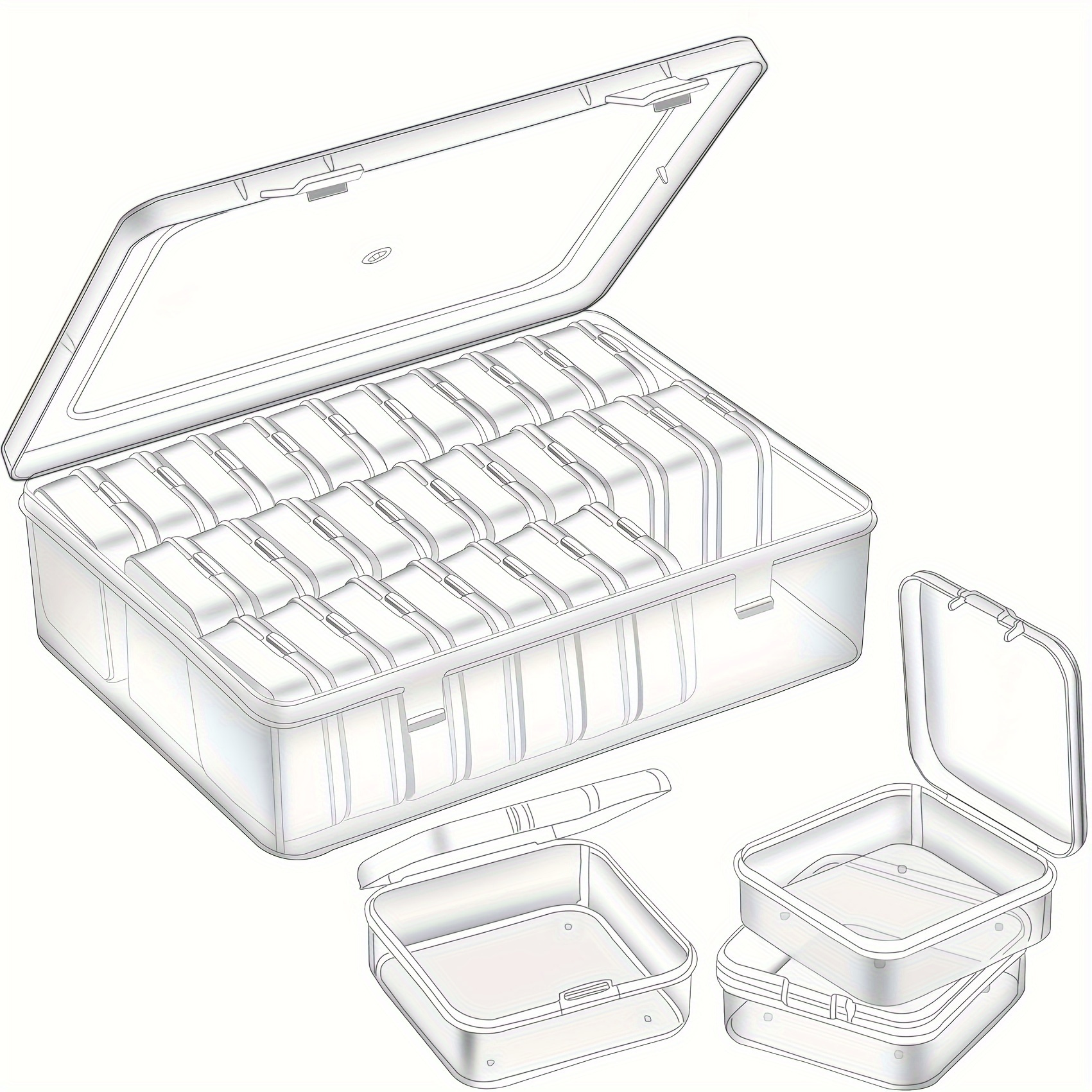 

20/30pc Clear Plastic Storage Box Set - Versatile & Portable Organizer For Jewelry, Beads, Crafts & Small Items