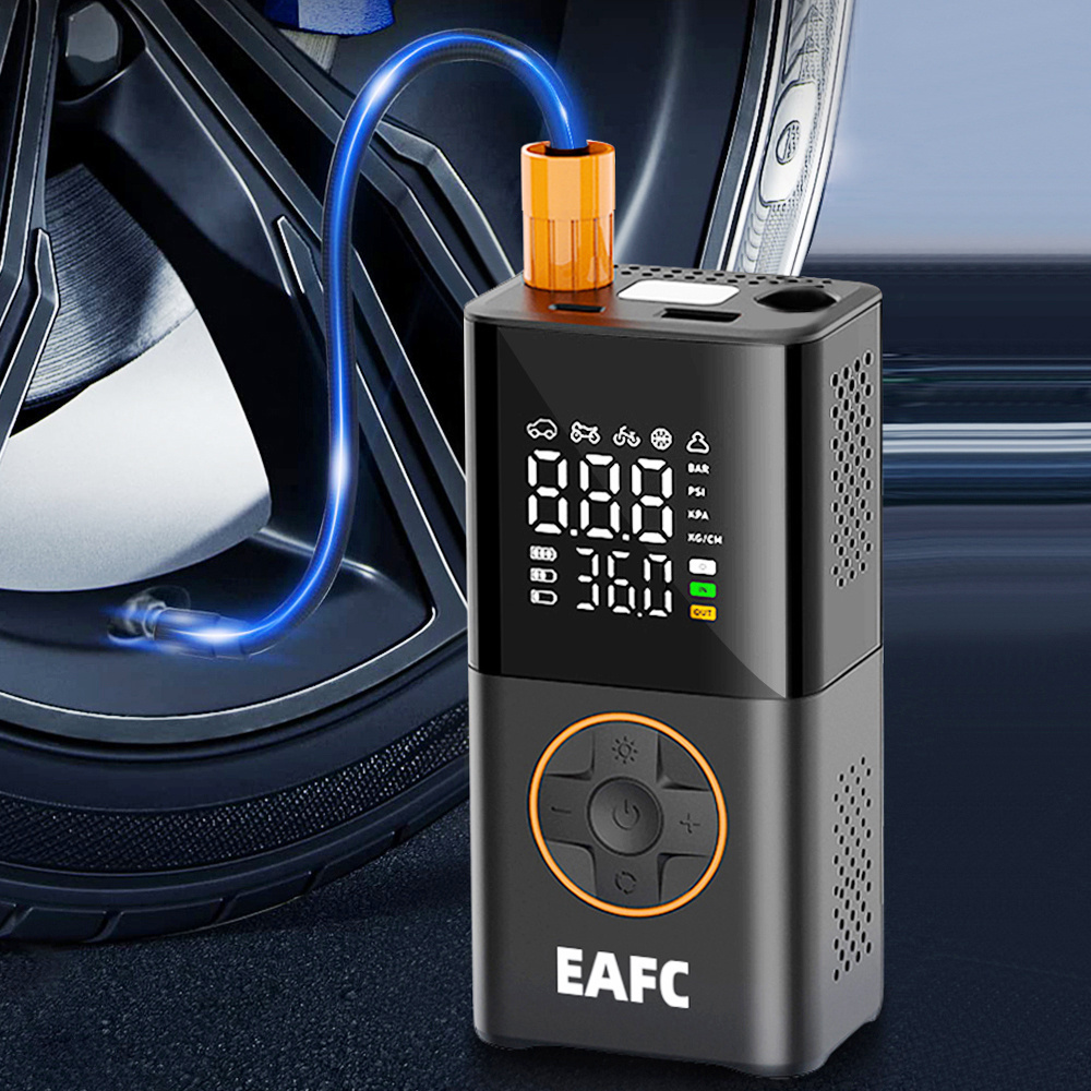 * Wireless Tire Inflator Portable Air Compressor Pump with * Rechargeable  Lithium 18650 Battery, USB Type-C Charging, LED Light, Fast * for Car,  Bike, Motor, Ball - Cordless * Pump with * *