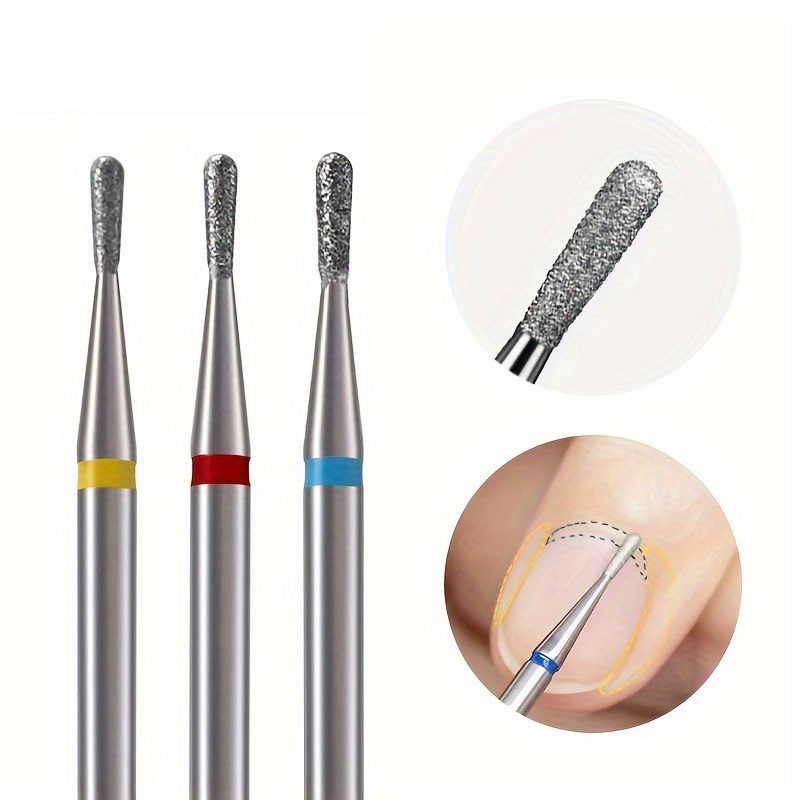 

3pcs Hypoallergenic Drill Bits, Teardrop-shaped Cuticle Exfoliation Tools, Inverted Pear-shaped Manicure Heads