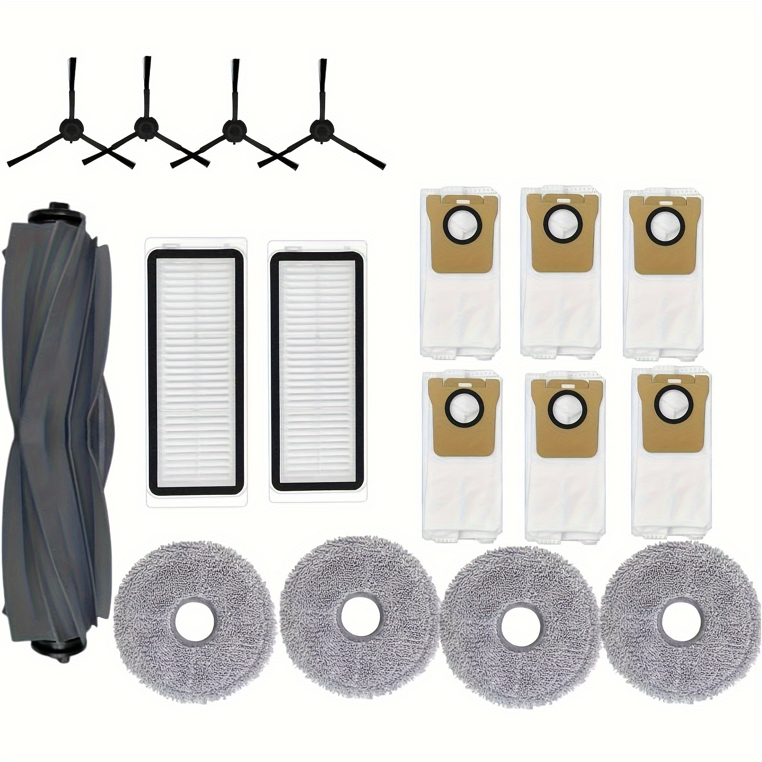 Dreametech L20 Ultra/L30 Ultra Elektrikli Süpürge Aksesuar Seti: 1 Ana Fırça, 1 Temizleme Fırçası, 2 HEPA Filtre, 4 Yan Fırça, 4 Toz Torbası ve 6 Bez Ped İçerir - Zemin Ekleri İçin Uygundur