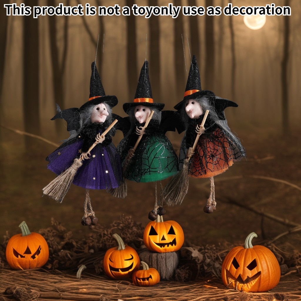 

3-pack Halloween Witch Hanging Decorations - No-electricity Polyester, Nylon, Spandex Tree Pendants For Halloween & Day Of The Dead - Versatile Hanging Ornaments For Home & Room Halloween Ambiance