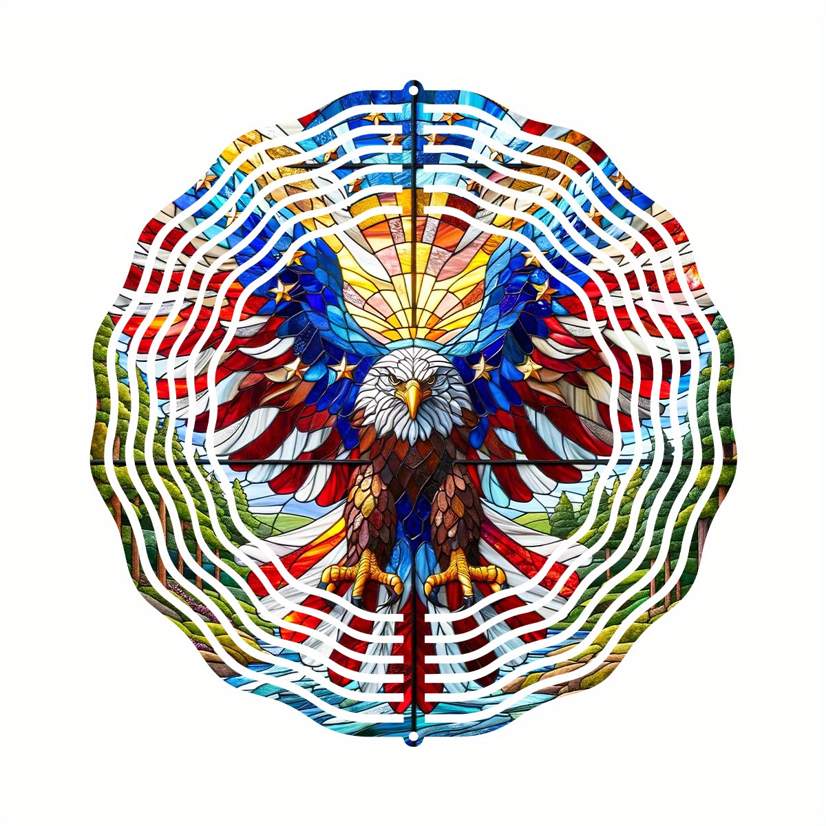 TEMU 1 Patriotic Eagle Windmill, 10-inch Metal Hanging Dynamic 3d Decoration, Suitable For Day And All Holidays, American Flag Decor For Yard And