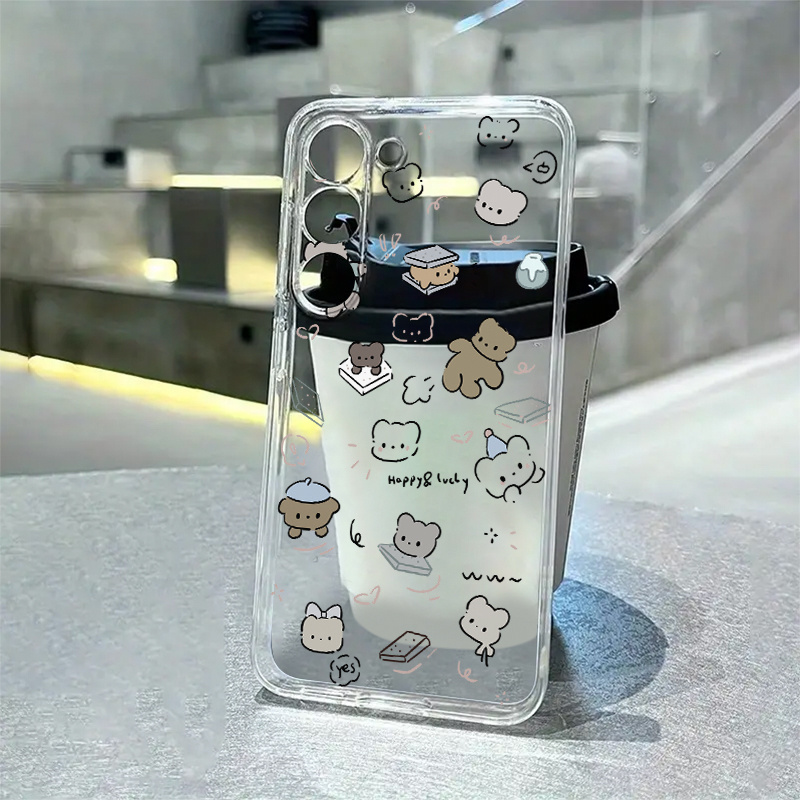 

Happy Bear Premium Pattern Transparent Phone Case For Samsung Galaxy A & S Series - Durable Tpu, Compatible With A54/a53/a52/a34/a32/a14/a13 & More