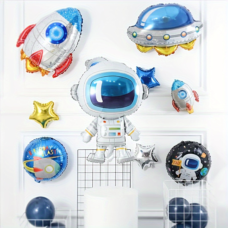

3-piece Space-themed Balloon Set - Astronaut, Rocket & Ufo Designs For Birthday Parties And Outer Space Celebrations Balloon Decorations Space Party Decorations