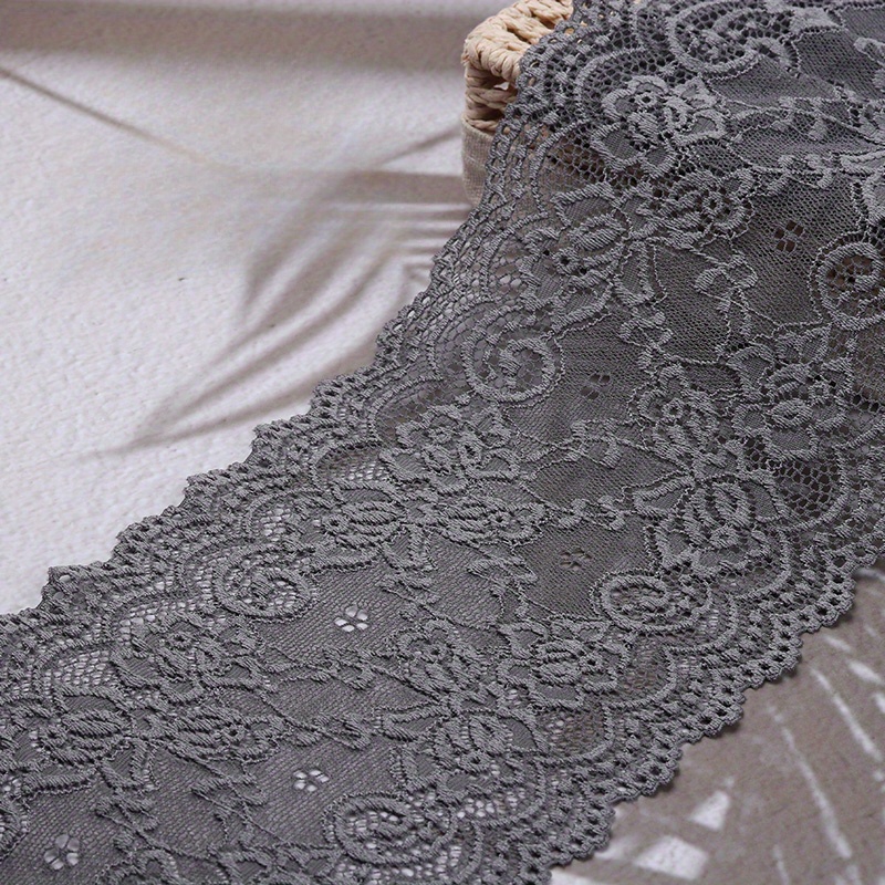 Soft And Stretchy Lace Fabric Measuring And 15 Cm (5.91 Inches), Perfect For Lace Embellishments, Wide Additions, Apparel, And Extended Hem Decorations, In White And Black For Skirt Edges