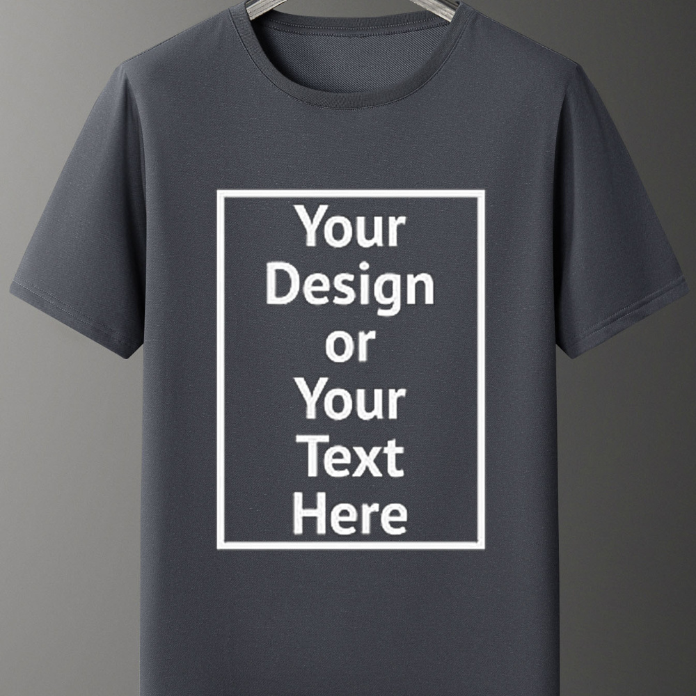 

Custom Text Men's T-shirt, Personalized Front Print, Summer Casual Short Sleeve Tee