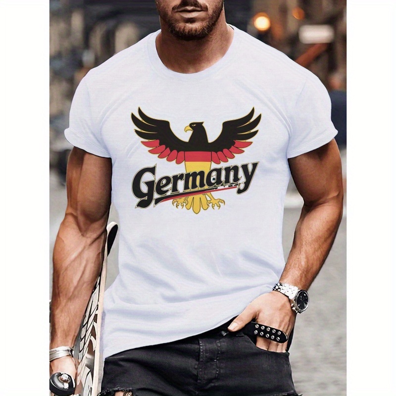 

Eagle Germany Print Tee Shirt, Tees For Men, Casual Short Sleeve T-shirt For Summer