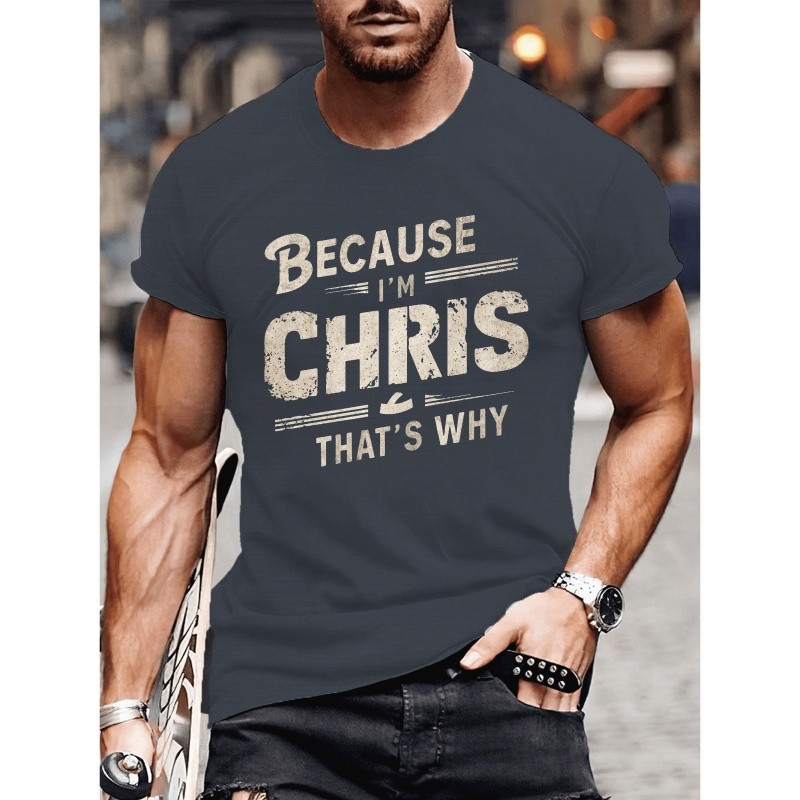 

Chris Retro Print Tee Shirt, Tees For Men, Casual Short Sleeve T-shirt For Summer