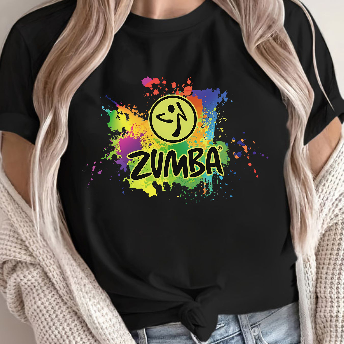 

Women's Vibrant Zumba Graphic T-shirt - Stretchy Polyester , Crew Neck, Short Sleeve, Casual Summer & Spring Top, Machine Washable, Zumba Tshirts