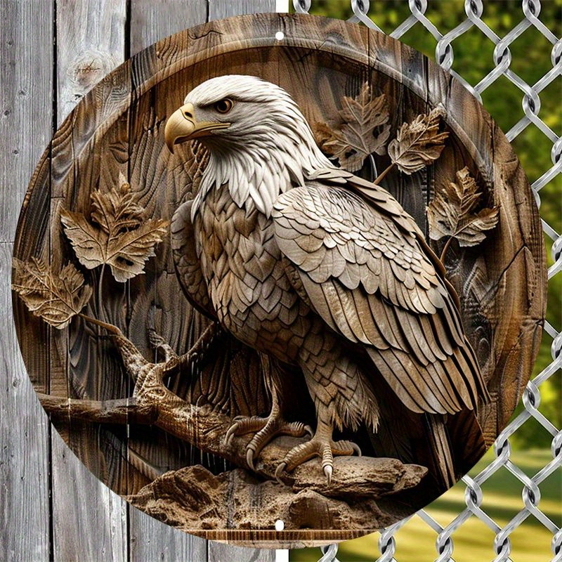 

8x8" Durable Aluminum Eagle Wreath Sign - Uv & Scratch Resistant, Easy-hang Decor For Indoors & Outdoors, Perfect Valentine's Day Gift