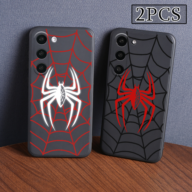 

2-pack Spider-themed Silicone Matte Cases For Samsung Galaxy - Shockproof Soft Silicone Back Cover For S24 Ultra, S23 Plus, S22 Series & Other Models, Trendy Spider Design, Gift For Men And Women