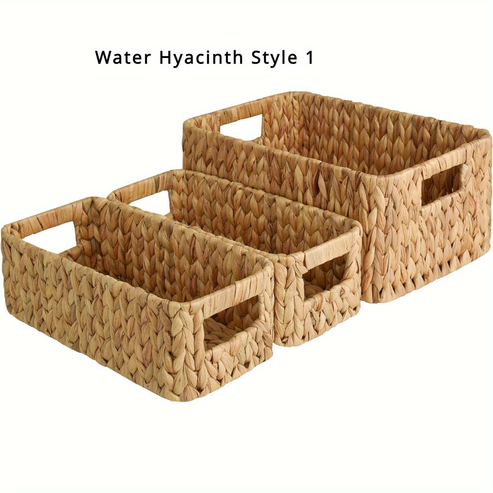 

Baskets For Shelves, Water Hyacinth Storage Baskets For Organizing, Wicker Basket For Bathroom Set Of 3 (1pc Large, 2pcs Medium)