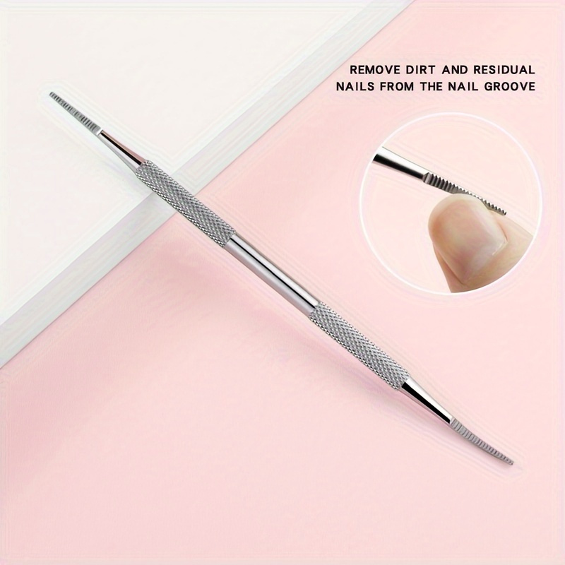 1pcsfine Point Toenail File Corner Nail Cleaner Double Head, Curved, Straight, With Round Handle Grip (straight/curved)