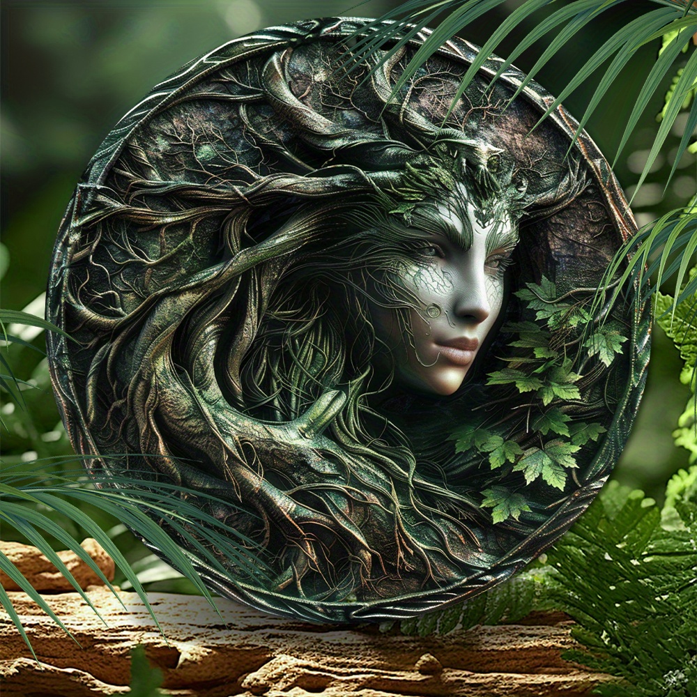 

8" Wise Forest Guardian Metal Wall Art, Aluminum Wise Forest Artwork, 1-piece Durable Round Metal Sign For Garden, Bedroom, Garage – Forest Protector Themed Decor