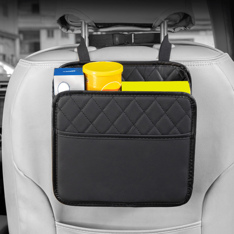 

Waterproof & Durable Car Seat Back Organizer - Large Capacity Storage Bag With Multifunctional Compartments, Pu Leather