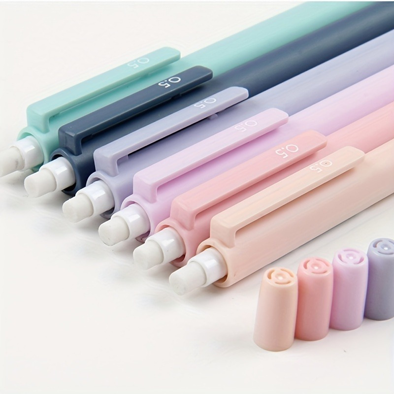 

6-pack Morandi Palette Retractable Mechanical Pencils, 0.5mm/0.7mm Lead, 2b Grade - Ideal For Students & Office Use Lead Pencils Pencils Mechanical Set