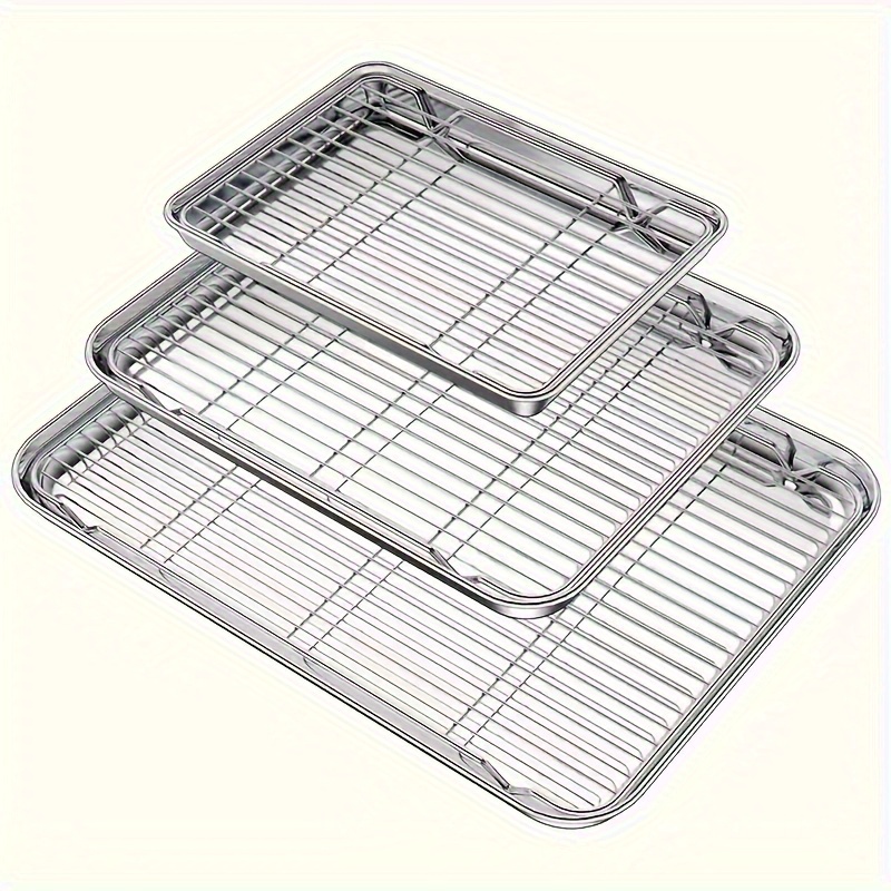 

Stainless Steel Baking Tray Set With Removable Cooling Racks - Perfect For Grilling Meat And Chicken - Bbq Accessories - Grill Accessories