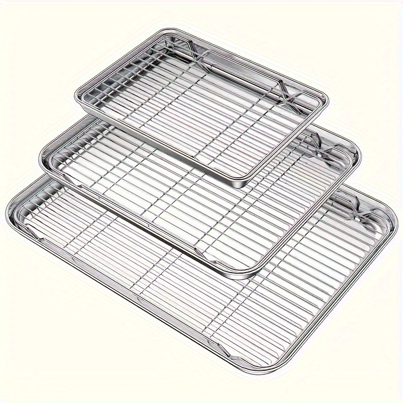 

Ensemble de plaques de cuisson en acier inoxydable avec grilles de refroidissement amovibles - Idéal pour griller de la viande et du poulet - Accessoires de barbecue - Accessoires de grillade