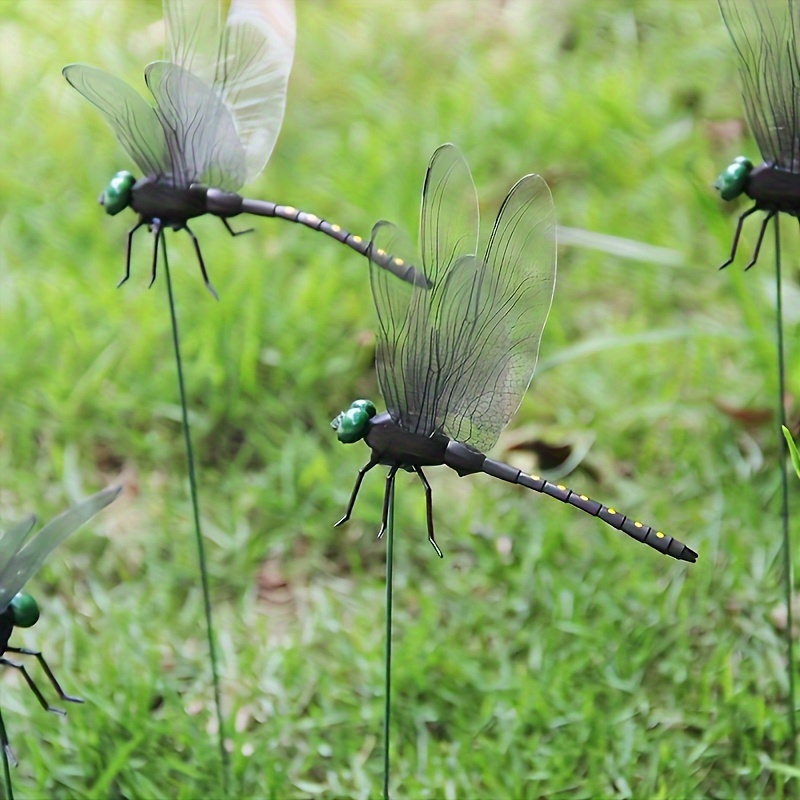 

5pcs Lifelike Dragonfly Garden Stakes - Durable Plastic, Perfect For Flower Pot Decor & Fall Celebrations Fairy Garden Accessories