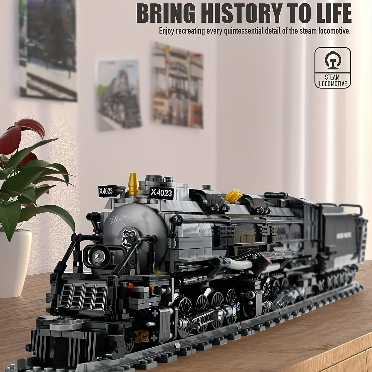 

Probrixx 1608pcs Bigboy Steam Train Construction Kit, Building Block Set, Collectible Steam Locomotive Display Kit, Large Train Kit With Train Tracks, Top Of The Line Gift For Train Enthusiasts