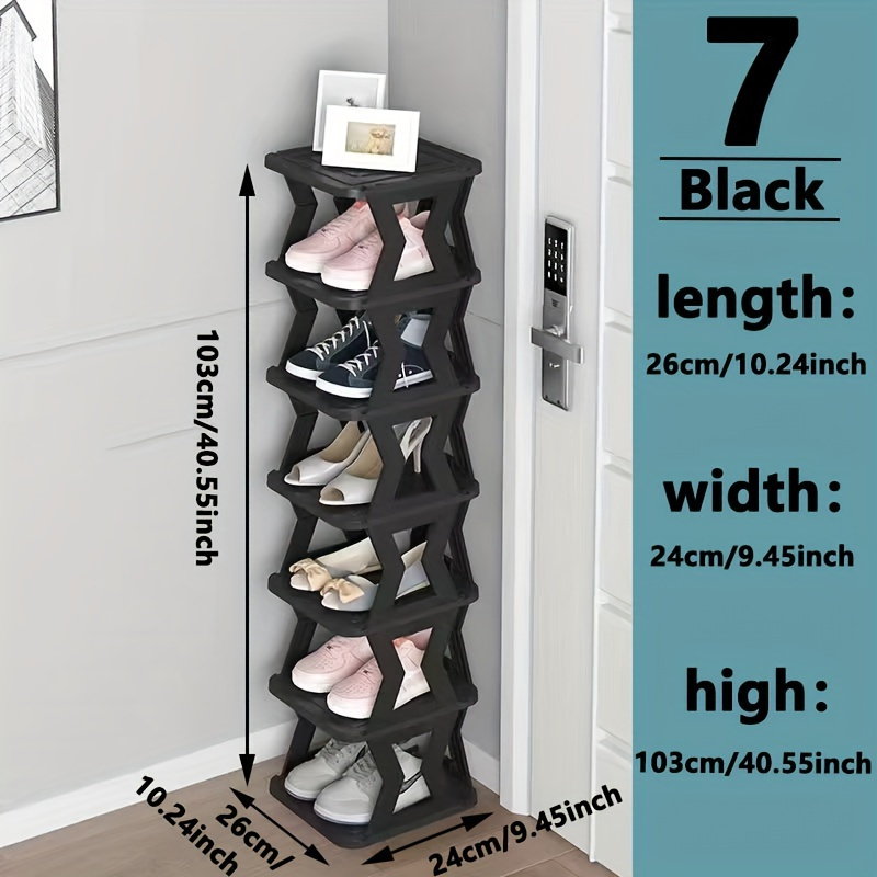 

Space-saving Foldable Shoe Rack - Double Row, Multi-layer Organizer For Home & Dorms, Narrow Design For Doorway Storage, Durable Plastic