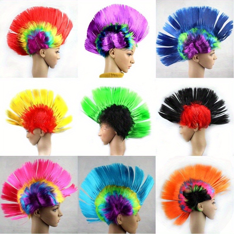 

Fashionable Clown Feather Mohawk Wig - Vibrant Multi-colored Costume Headpiece For Halloween, Christmas & Party Supplies