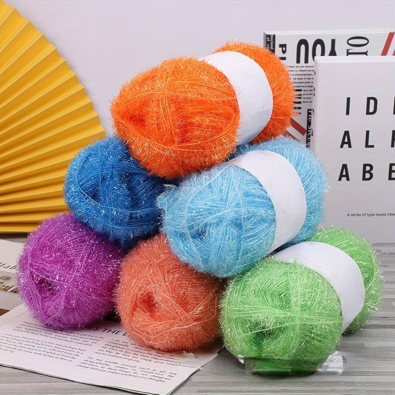 

1pc, 1.76oz/roll Glass Knitting Yarn Colorful Bright Thread Pillow Blanket Hat Coat Doll Sweater Crochet Thread Hand Knitting