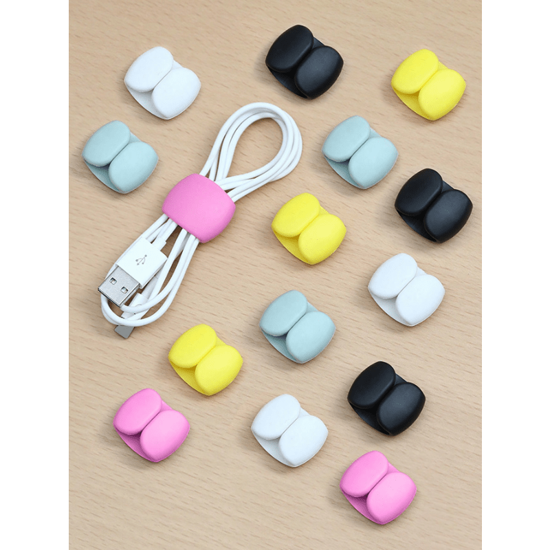 

15pcs Random Color Wire Cord Cable Organizer Wrap Winder, Simple Multifunctional Management Clip For Earphone Charger Cables Storage