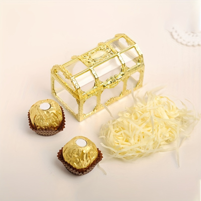 

12pcs, European Style Wedding Gold Plated Plastic Candy Box, Creative Flip Top Pirate Treasure Box Candy Box, Treasure Box, Table Decors