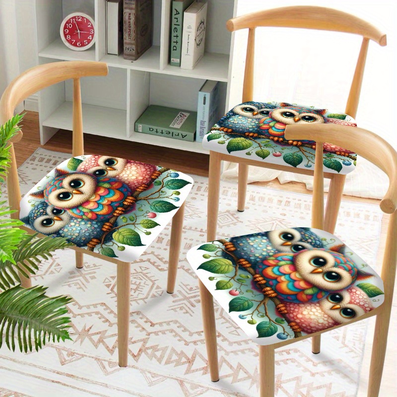 

2/4/6pcs/fashion Cartoon Owl Chair Cushions Elastic Chair Covers Restaurant Home Chair Covers Dining Table Chair Covers