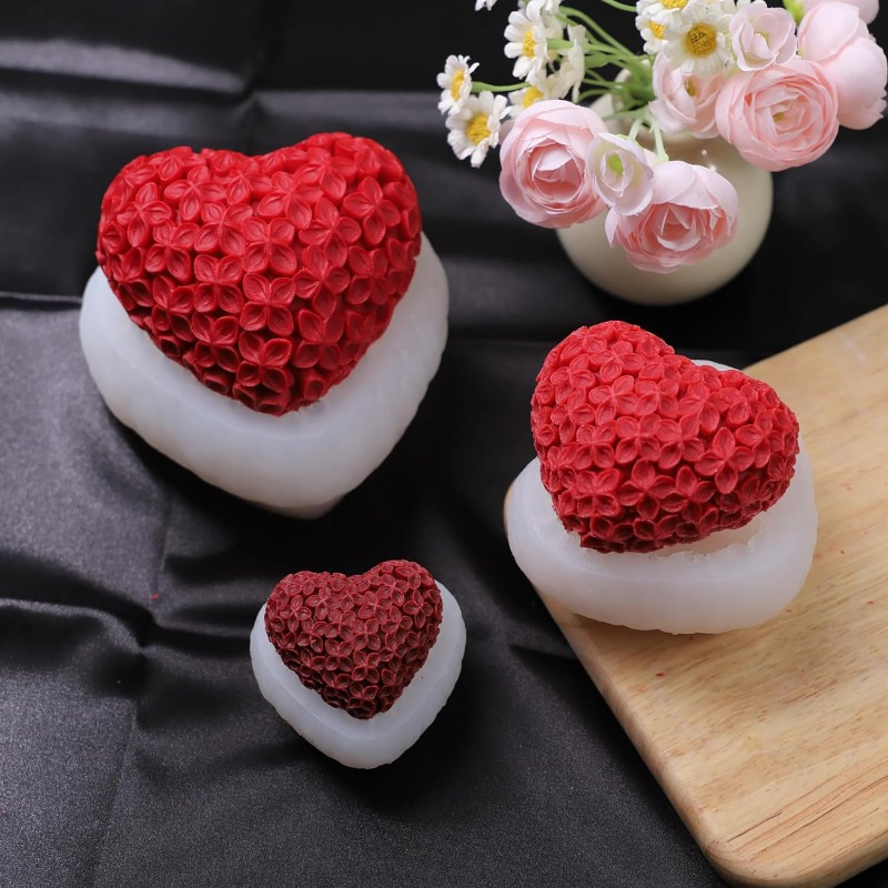 

Lot de 3 Moules en Silicone en de Cœur pour Roses & pour Bougies, Savons et Artisanats en Résine - Réutilisables, Faciles à Démouler, Parfaits pour la Saint-Valentin