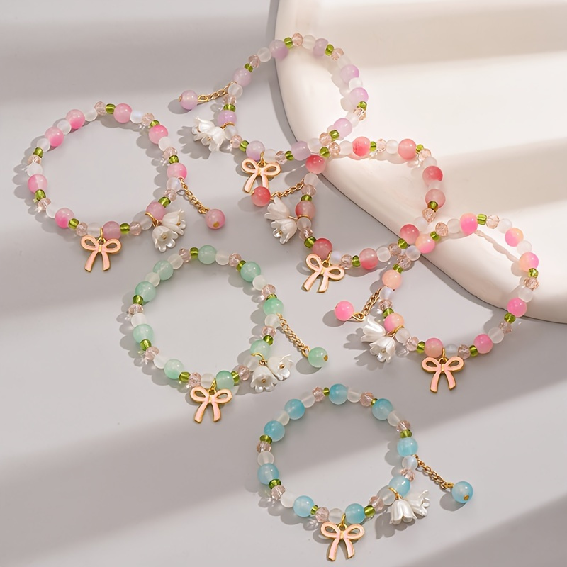 

Elegant 6-piece Colorful Glass Bead Bracelet Set - Handcrafted Multi-layer Fashion Jewelry For Women, Perfect For Everyday Wear Earrings For Women Necklaces For Women