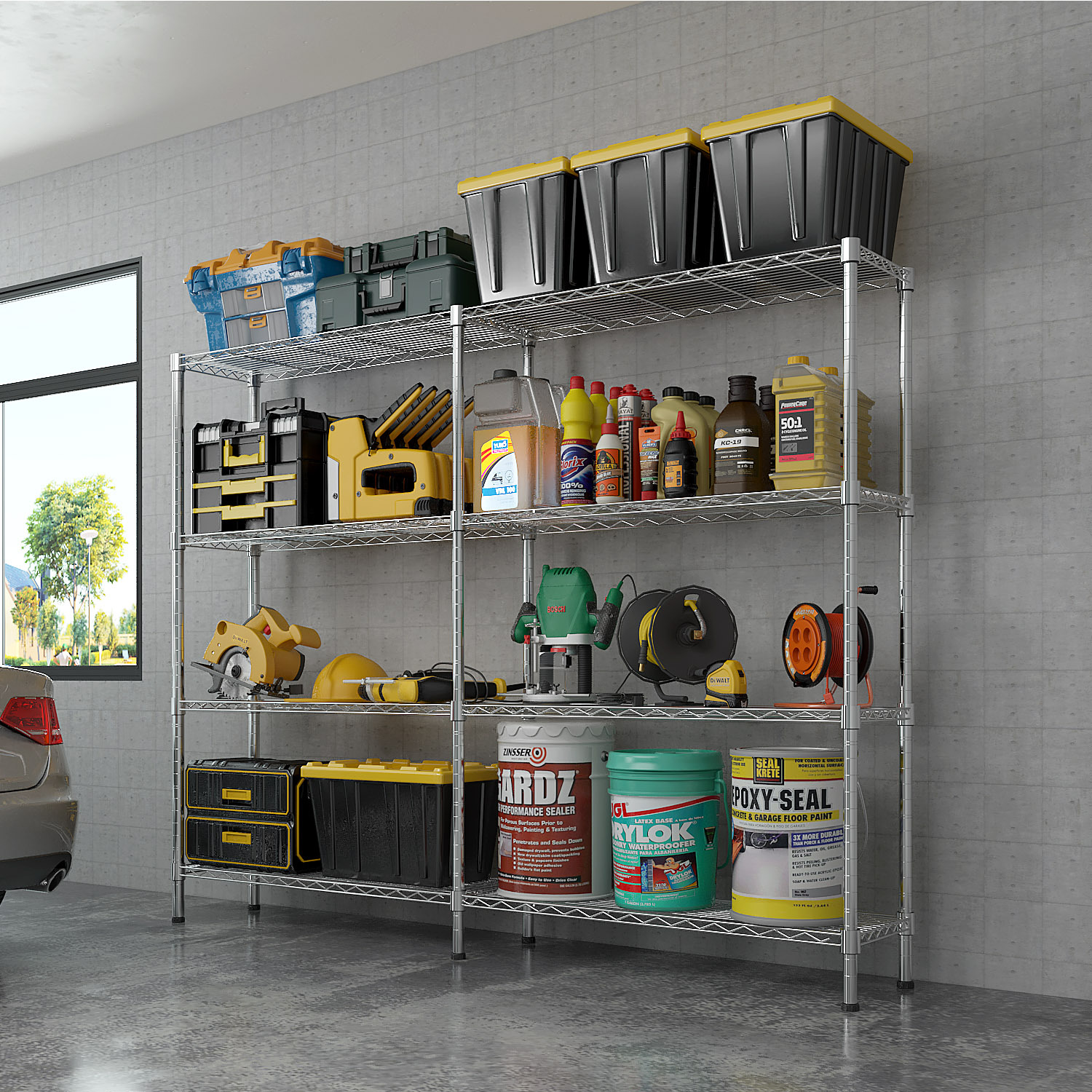 6-Tier Metal Storage Shelving Unit 75"H - 1200LB Capacity Adjustable Wire Shelves