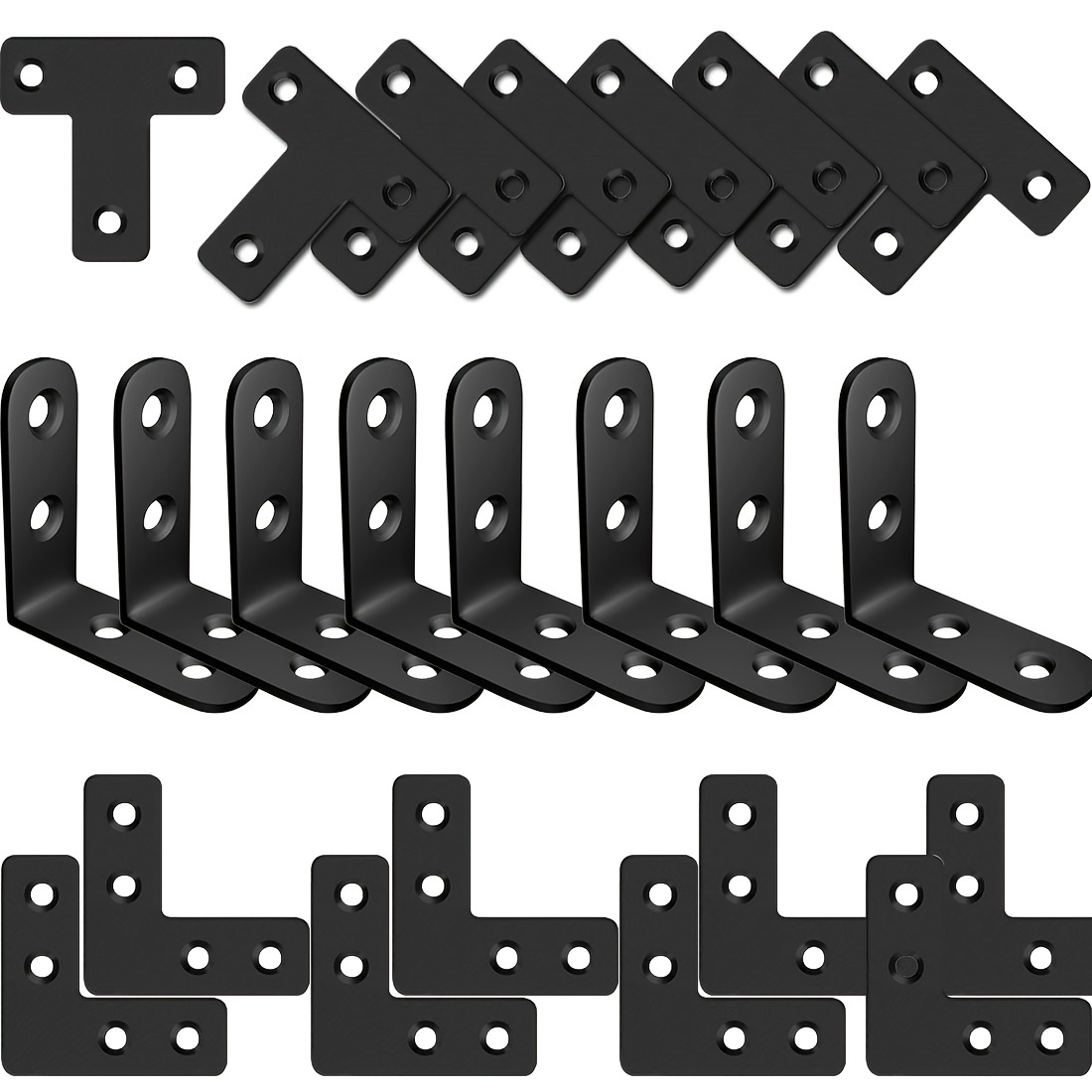 

24pcs Black Stainless Steel Angle Brackets - , 304 Material