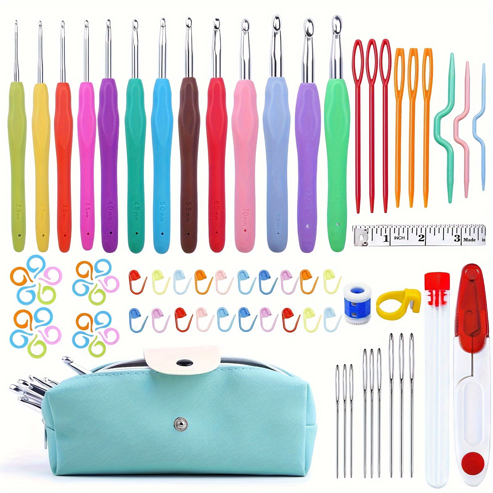 

77pcs Vibrant Crochet Hook Set With Ergonomic Alumina Needles & Soft Grip - Complete Kit With Colorful Accessories, Stitch Markers & Case - Ideal For Beginners To Advanced Crafters