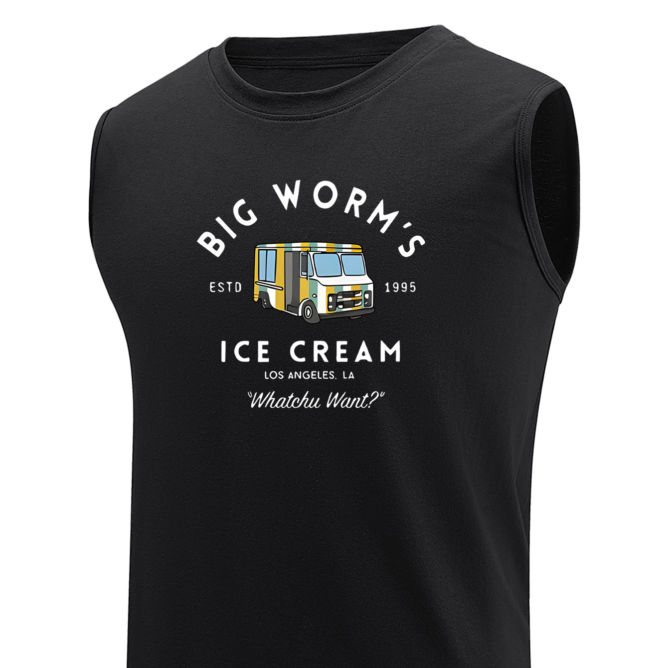 

Ice Cream Print Plus Size Men's Cotton Tank Top, Casual Breathable Comfy Sleeveless Tops