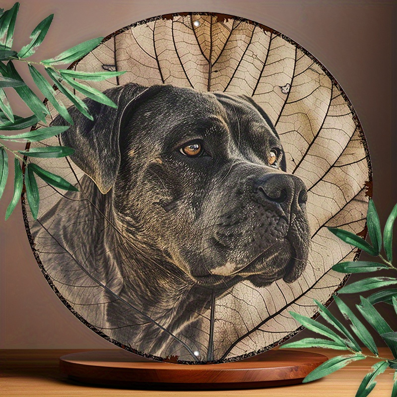 

Cane Corso & Dried Leaf Art - 8x8" Round Aluminum Sign | Durable, Uv-protected Metal Decor For Indoors & Outdoors | Easy To Hang, Scratch & Flame Resistant