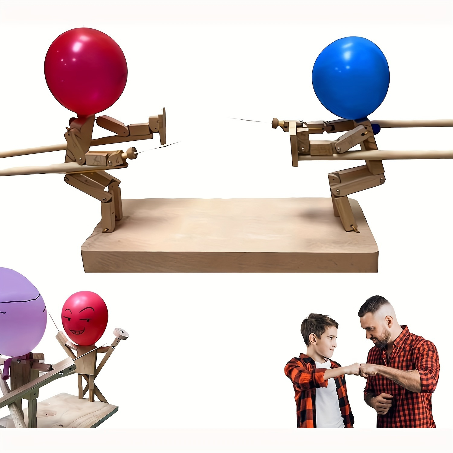 

Handcrafted Bamboo Balloon Fencing Game - 2-player Wooden Dueling Puppets, Whack A Balloon Party Game For Teens & Adults (11.81" X 3mm)
