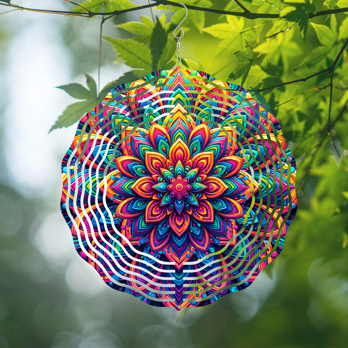 1pc vibrant 3d mandala wind spinner 10in stainless steel - Temu