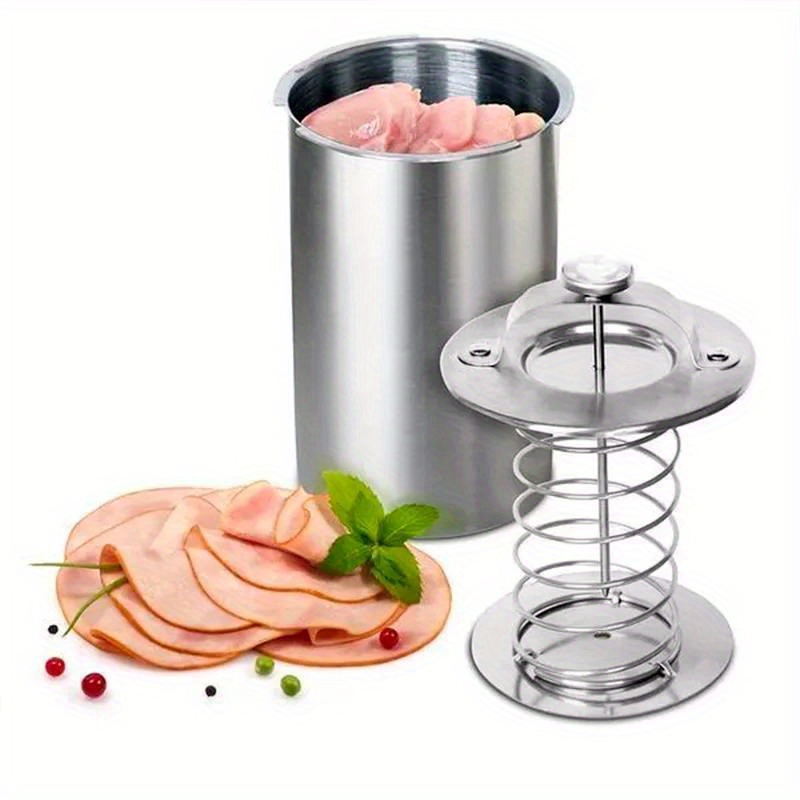 Stainless Steel Maker Meat Press Cooker For Making Healthy Homemade Meat With Thermometer - Kitchen Bacon Meat Pressure Cookers Boiler Pot Pan Stove