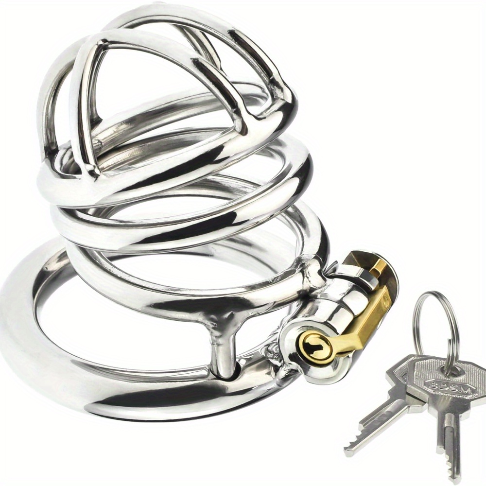 Chastity Device Men, Silver Stainless Steel Chastity Cage Cock Cage with  Key and Lock, Chastity Cage Device Adult * Toy for Men