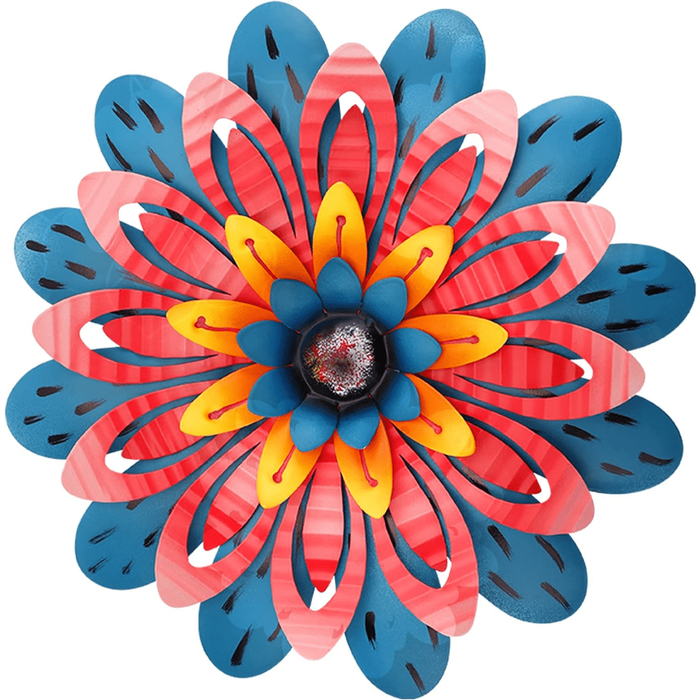 

Outdoor Metal Flower Wall Art Garden Decor Cute Flowers Decorations Hanging For Outside Yard Porch Lawn Red 12x12 Inches