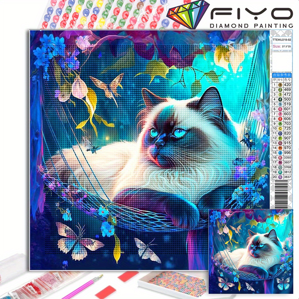 

Fiyo 5d Diamond Painting Kit, Pretty Cat Diamond Painting Kit Round Diamond Diamond Art Kit Rhinestone Painting Paint With Diamond Gemstone Art Painting Kit Diy Adult Crafts 11.81x12.81in