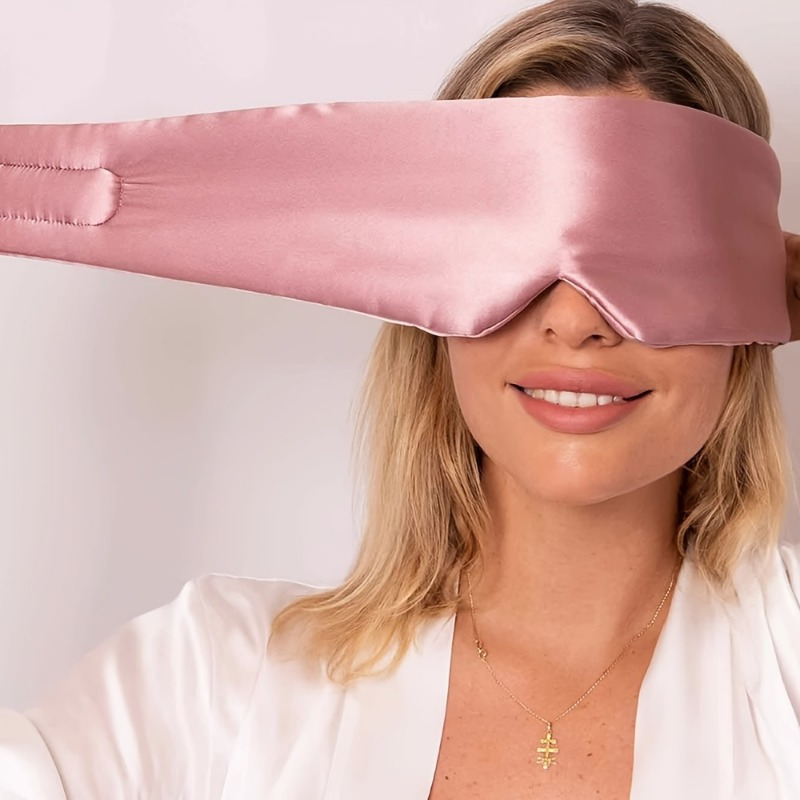 

1pcs Premium Silk Sleep Eye Mask - Breathable & Adjustable Solid Color Blindfold For Restful Sleep And Travel