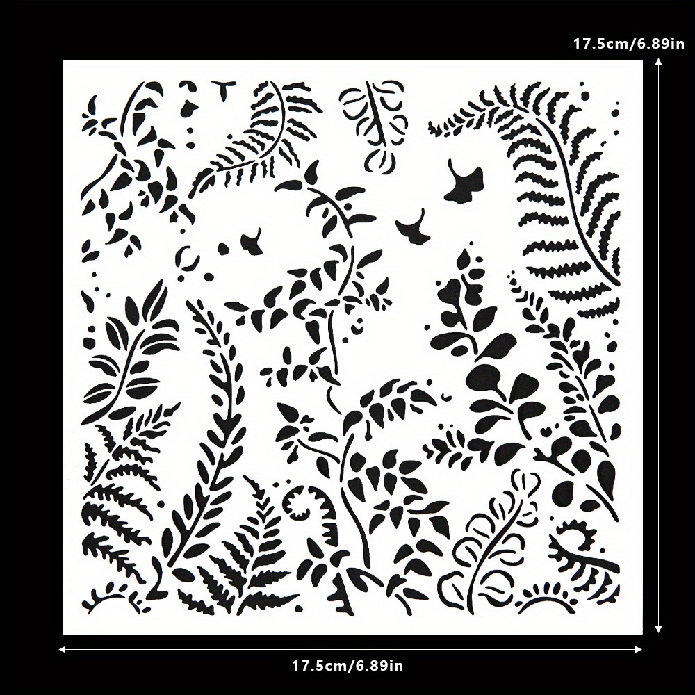 Fern Plant Design Stencil 6.89" - Diy Scrapbooking, Embossing, Greeting Cards & Crafts | Plastic