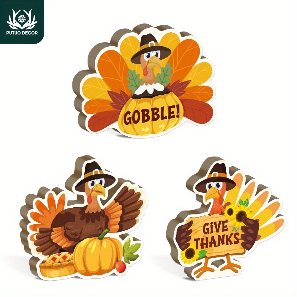 

3pcs Turkey Decor Set - 'give , !' For , , & - & Turkey Day