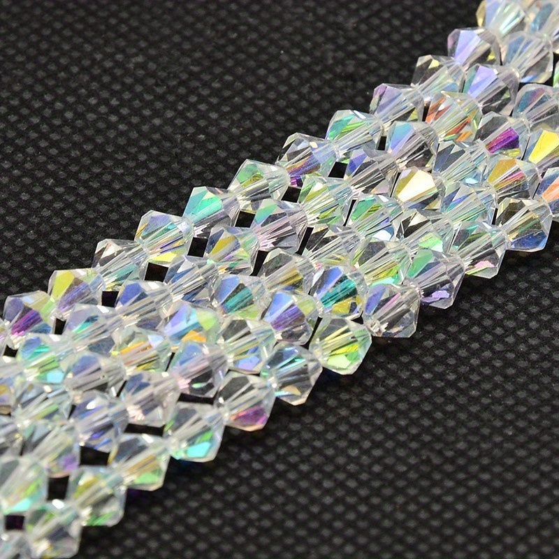 

10strands Approx 930-950pcs Total, Ab Color Plated Grade Aa Faceted Bicone Glass Beads, 4x4mm, 1mm Hole, Imitation Austrian Crystal, 14-inch Strand, Jewelry Making Supplies