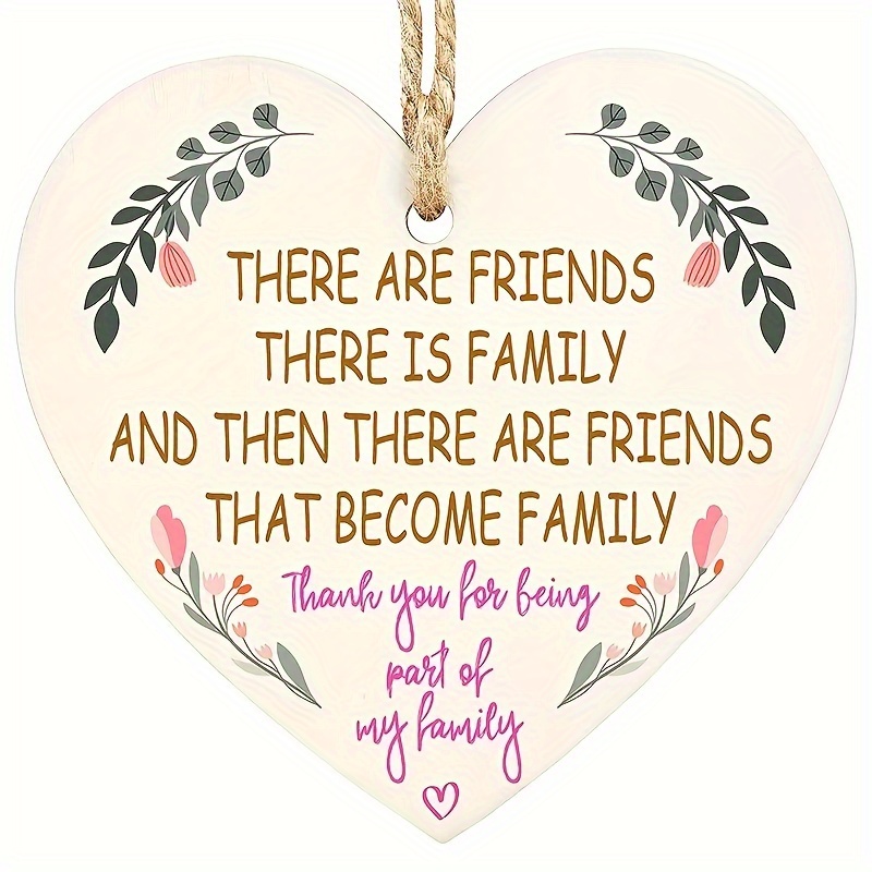 

Heart-shaped Wooden Wall Hanging Plaque With Friendship & Family Quote - Handcrafted Log Composite Panel, Transverse Orientation, Electricity-free, Featherless, 1pc