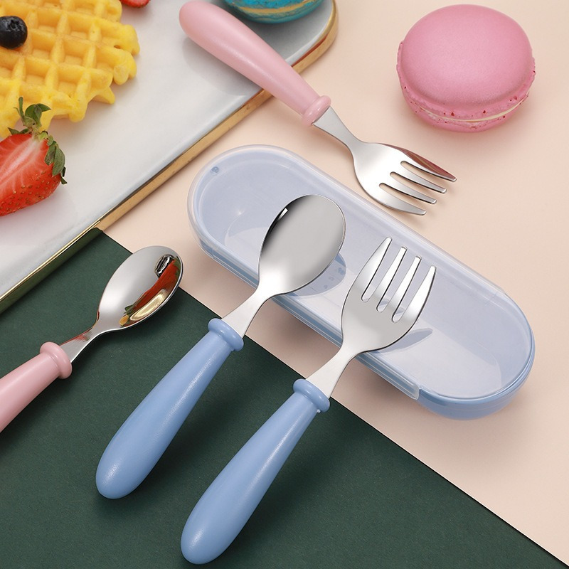 

2 Pcs/set Personalized Stainless Steel Spoon And Fork Set With Storage Box - Perfect Easter Gift