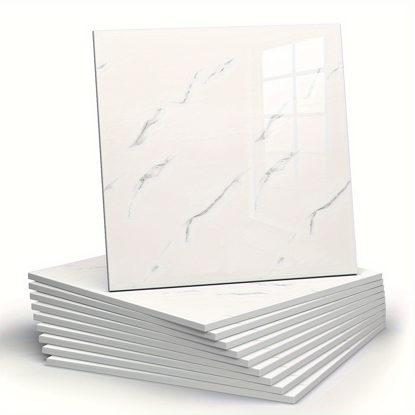 10pcs Self-adhesive Marble Tile Stickers Set, Waterproof & Moisture-resistant Pvc Wall Decor, 11.8x11.8 Inches - Perfect For Kitchen & Bathroom Renovation